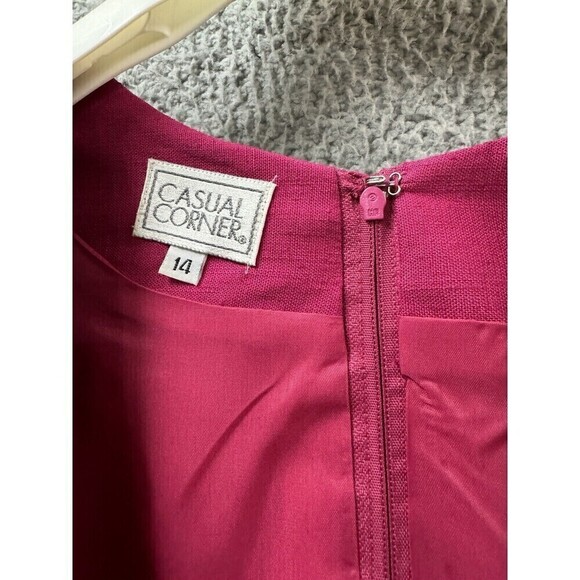 Casual Corner Dress womens 14 Pink Linen Blend Short Sleeve Lined Breathable USA - Picture 3 of 14